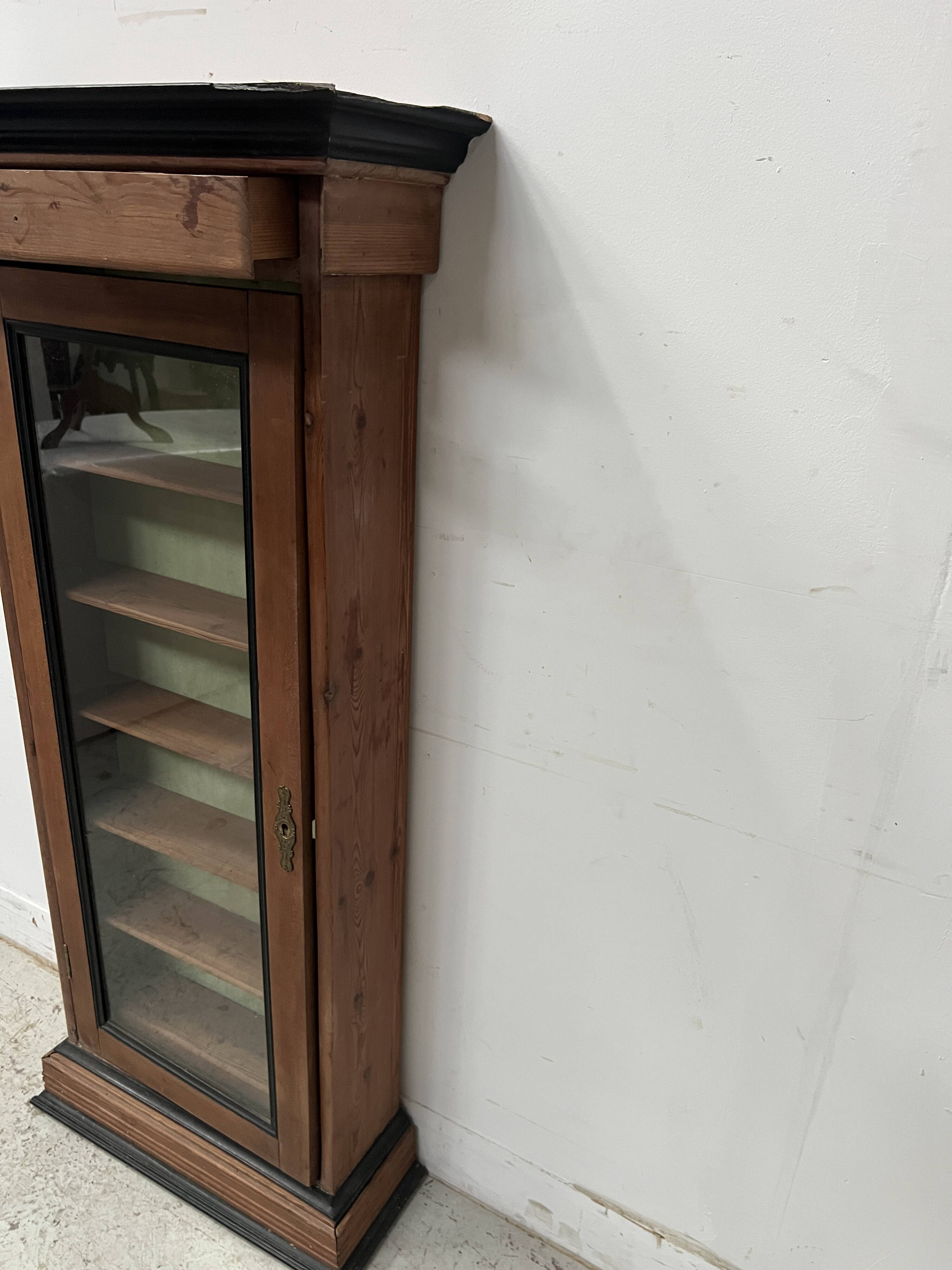 Vitrine murale en bois naturel XIX siècle