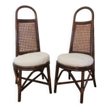 RARE - Set of 2 rattan and cane chairs - 1950 - Dirk Van Sliedrecht style