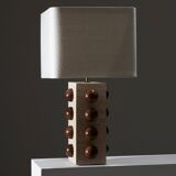 Travertine and walnut bubble lamp