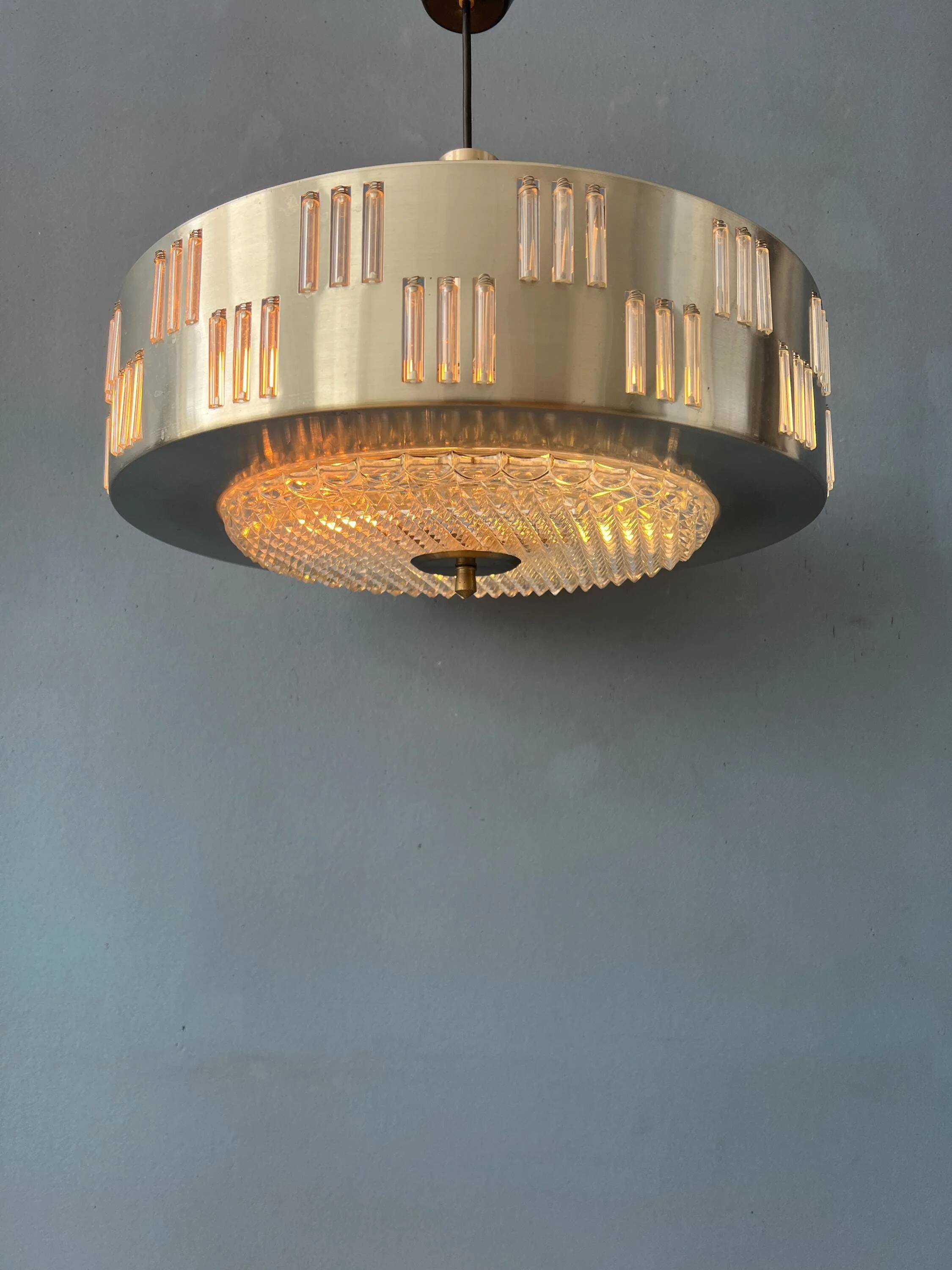 Mid-century crystal glass UFO pendant light