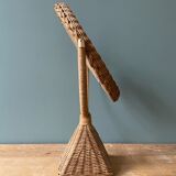 Vintage rattan table psyche mirror