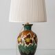 Gouda Pottery Table Lamps, Pair, Dutch Art Deco Floral, New Silk Shades