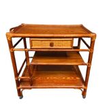 Rattan serving trolley