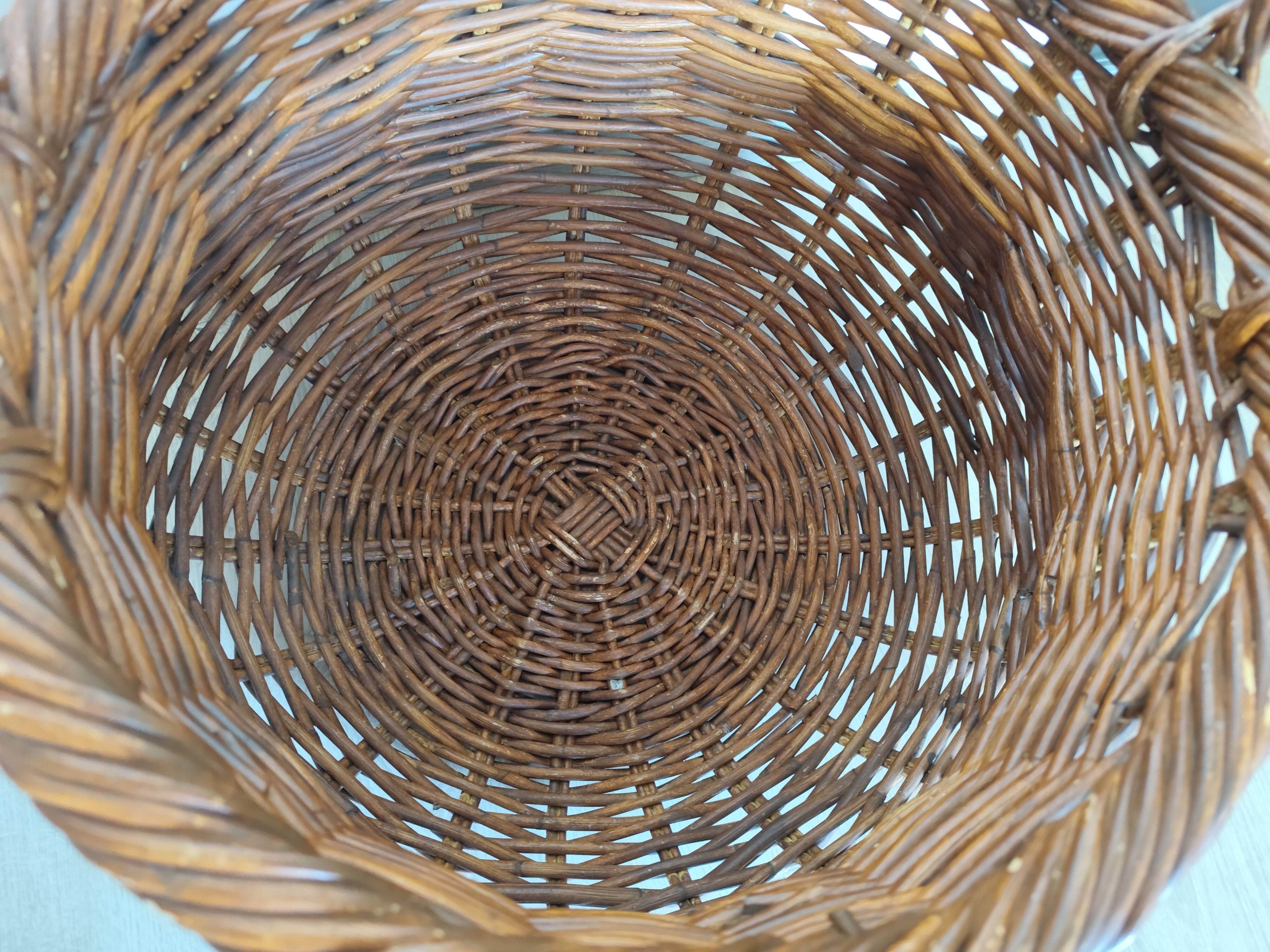 Vintage rattan planter basket
