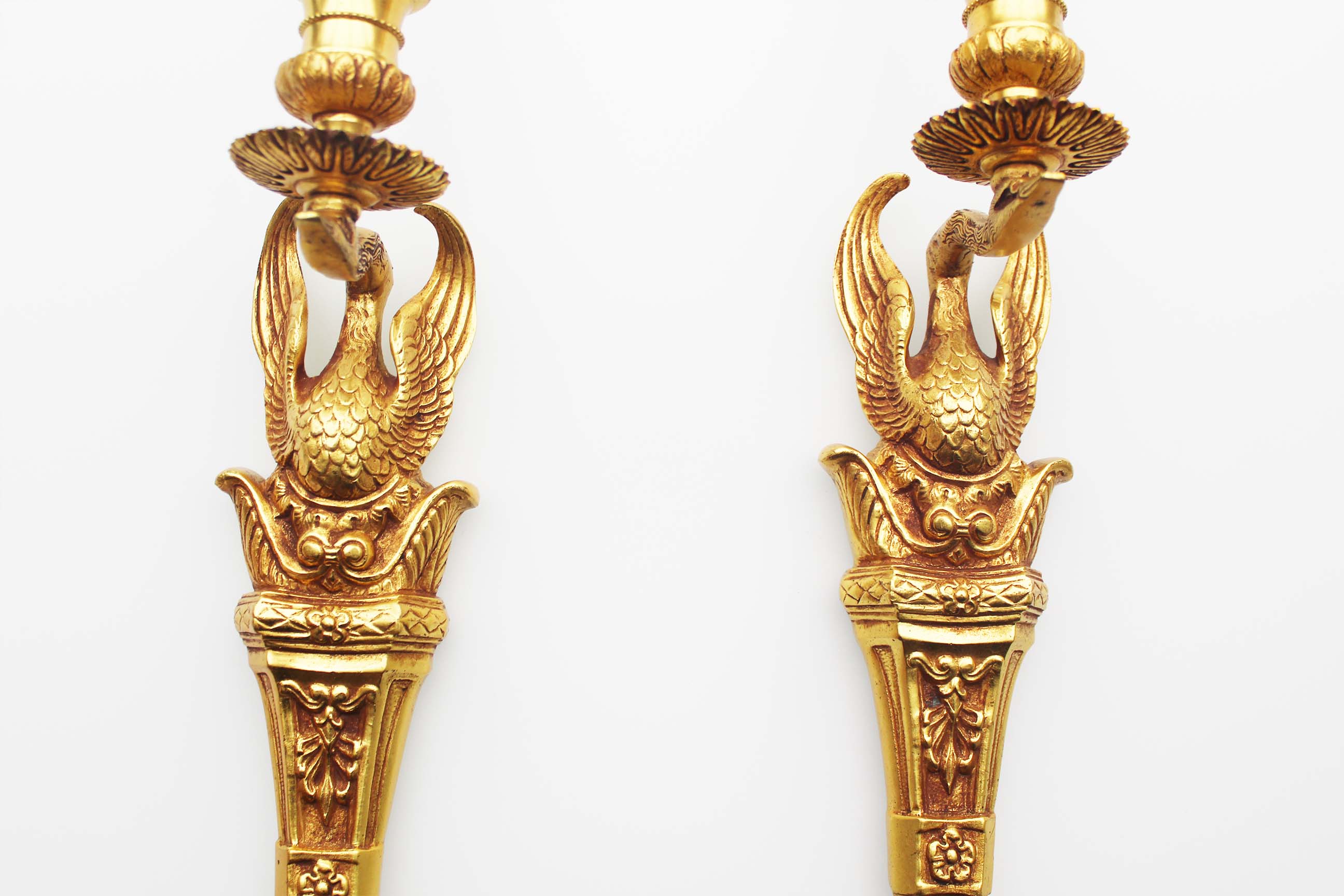 1950's Solid brass 'Swan' wall sconces