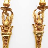 1950's Solid brass 'Swan' wall sconces
