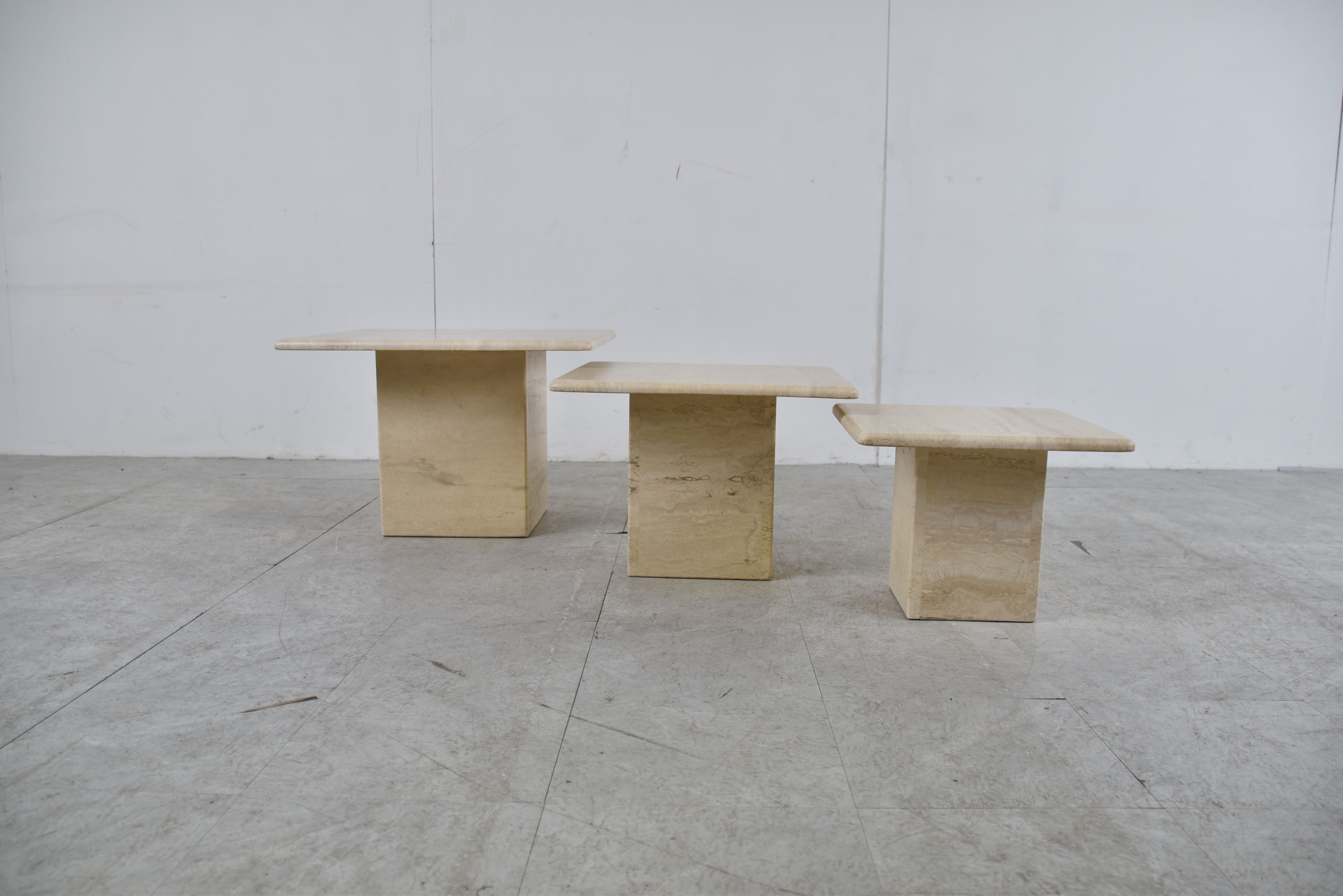 Vintage travertine nesting tables or side tables, 1970s
