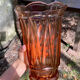 Vase tulipe rose 1950 en verre soufflé
