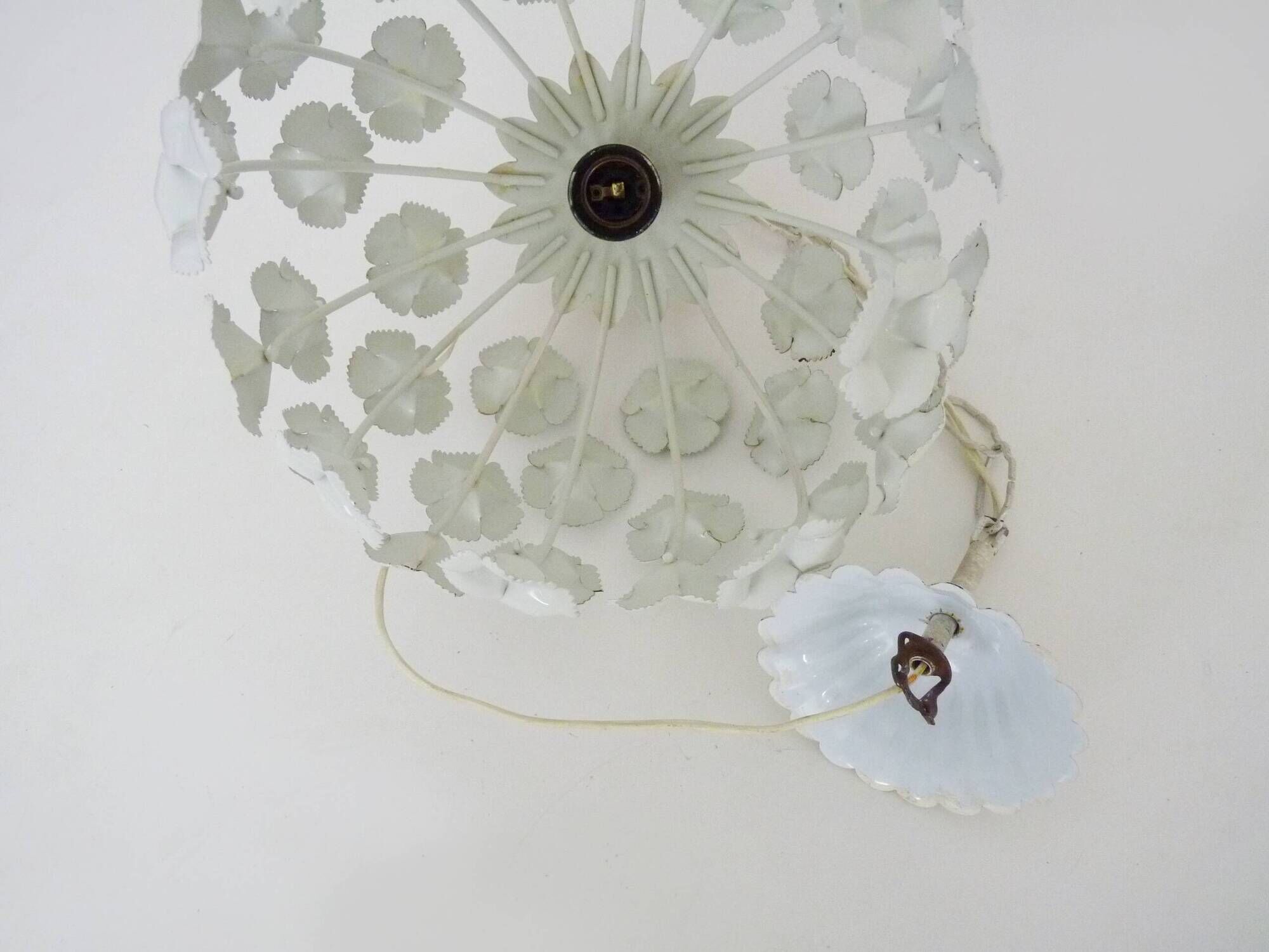 White metal floral pendant light. 1970s