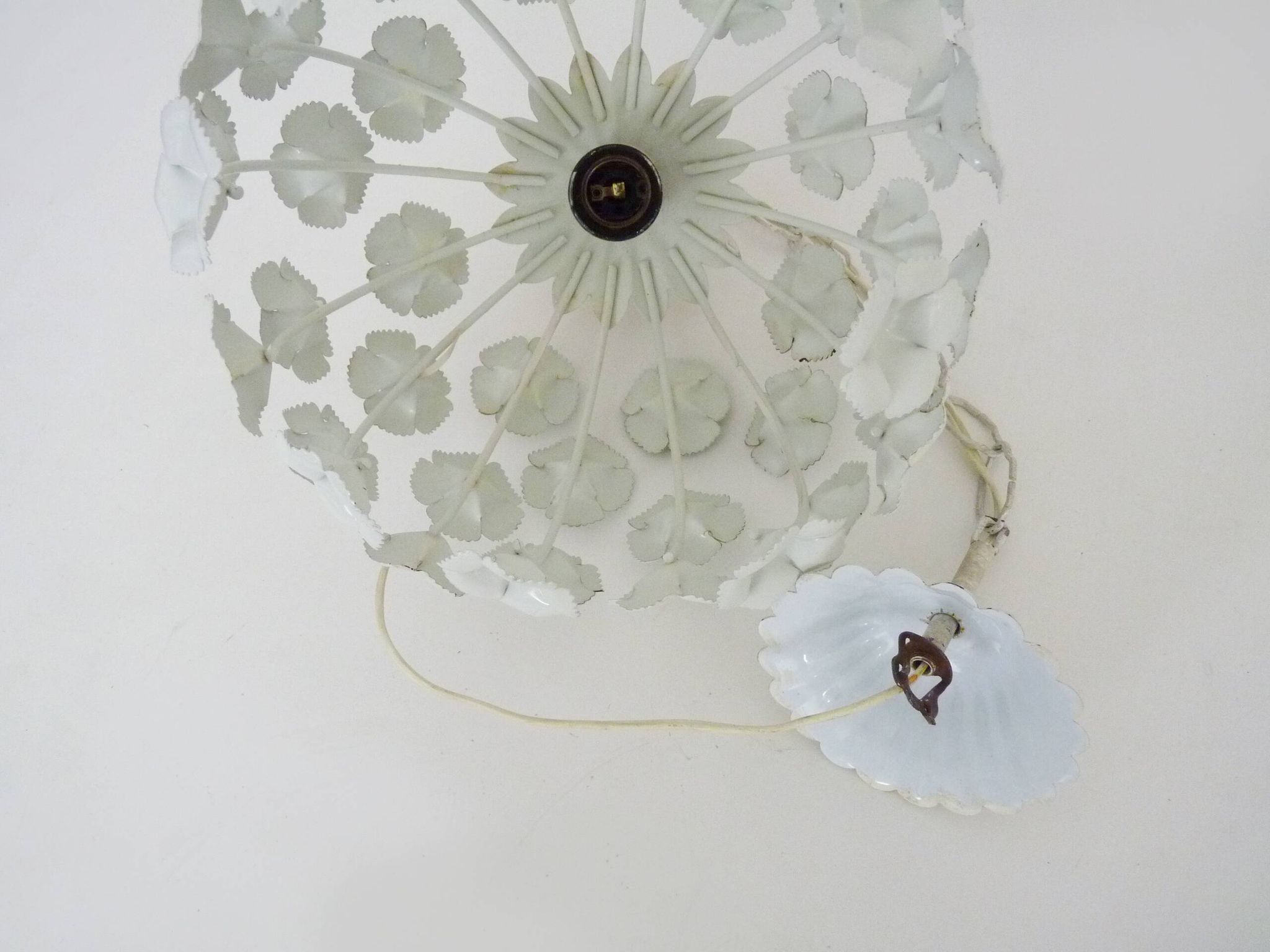 White metal floral pendant light. 1970s