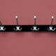 Vintage wall coat rack in wood and black Skai - 6 coat hooks