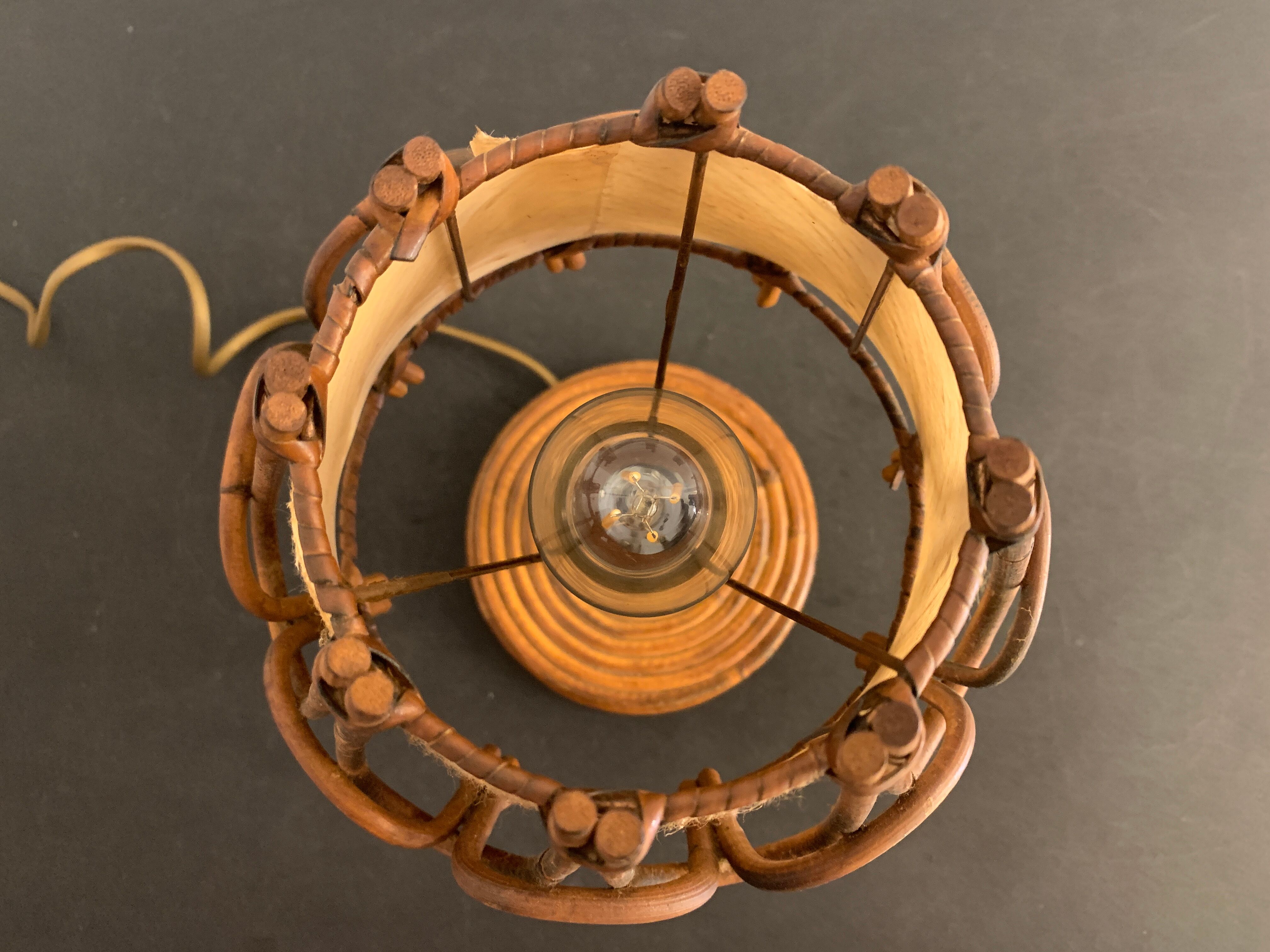 Lampe en rotin Louis Sognot 1950