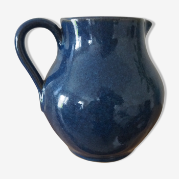 Ceramic pitcher – blue enamel signed J. Normand handmade in France
