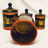 4 khokhloma painted wooden boxes