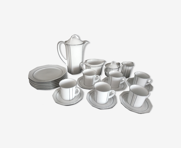 Art Deco coffee service for 6 people in porcelain Winterling Marktleuthen Bavaria (22 pieces)