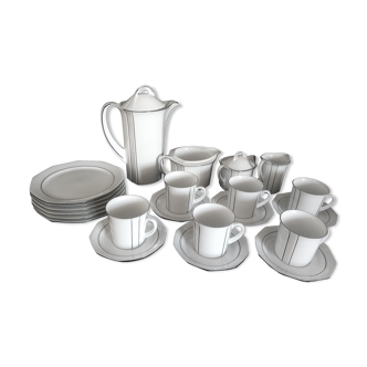 Art Deco coffee service for 6 people in porcelain Winterling Marktleuthen Bavaria (22 pieces)