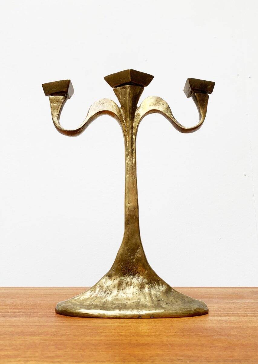 Vintage Brutalist Bronze Candle Holder