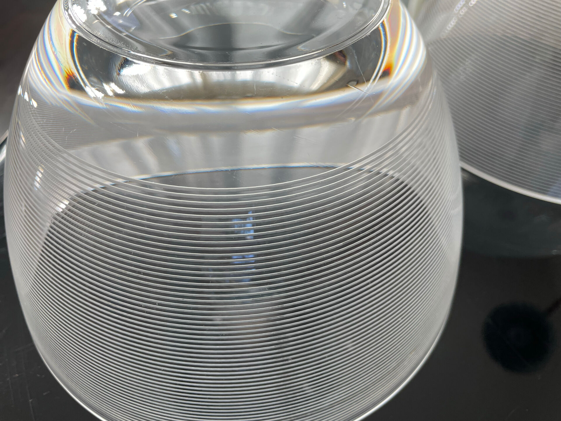 Pair of Large Salad Bowls in Modernist Crystal – Scandinavian Style / O