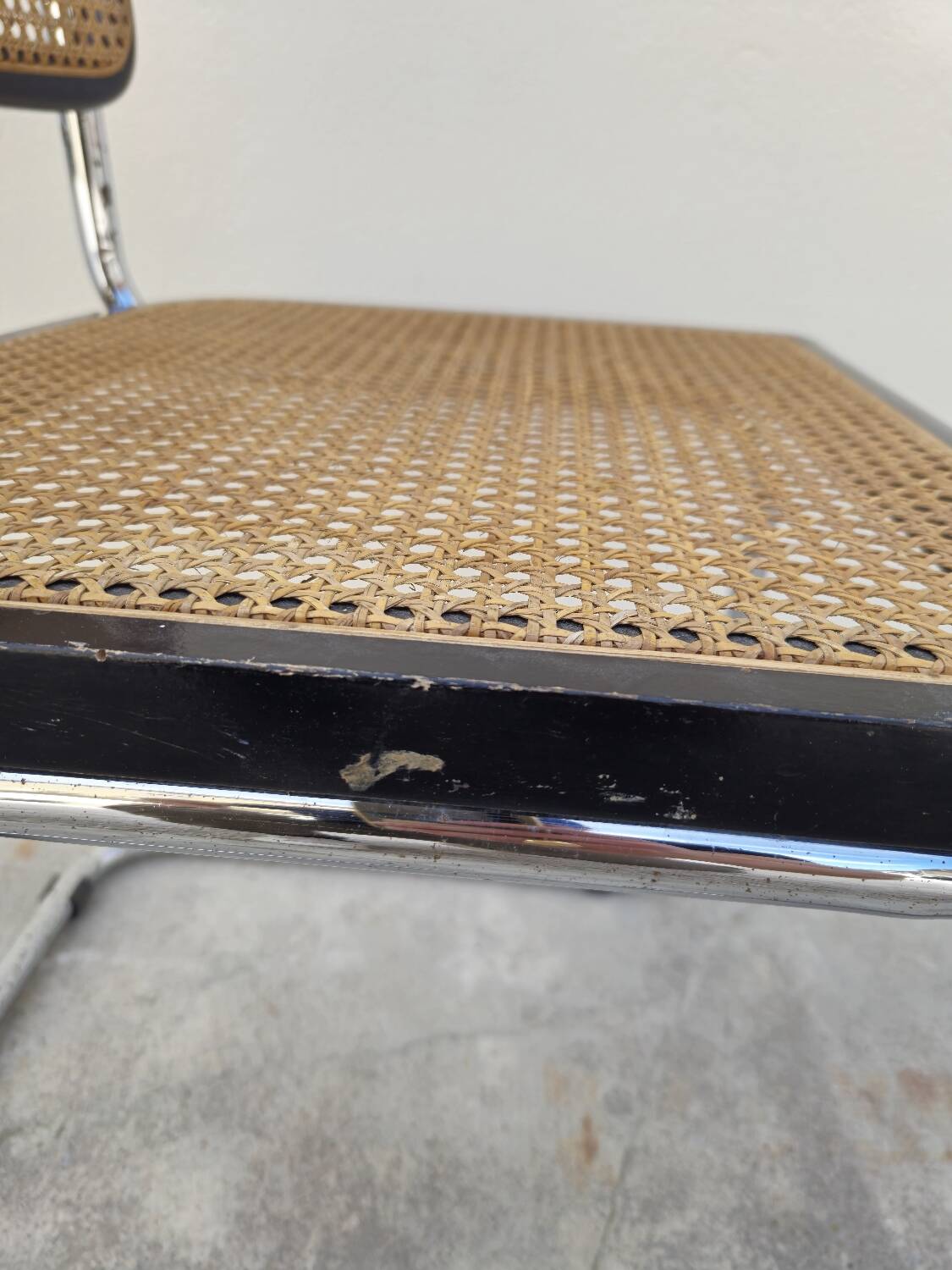 Marcel Breuer B32 chair in black cane signed Made in Italy