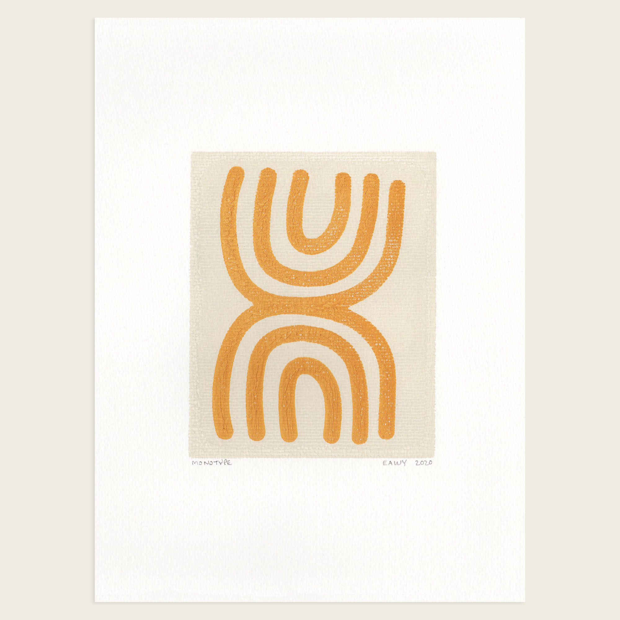 Monotype painting on paper, original dated and signed without frame
