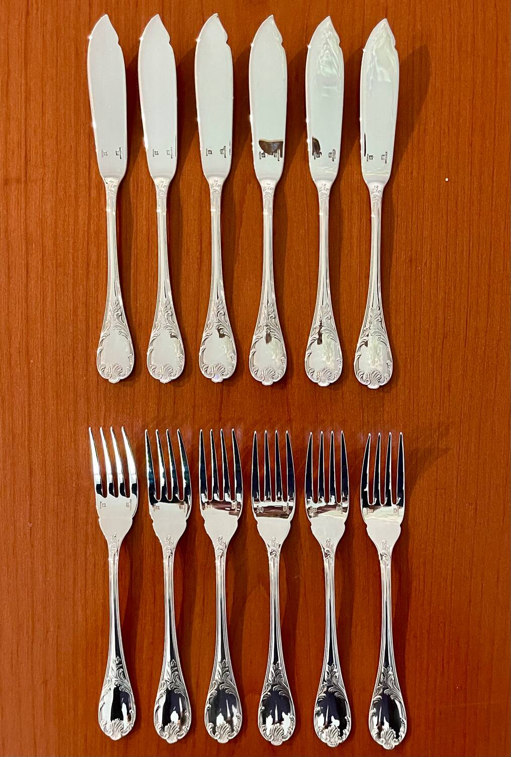 Christofle Marly 6-piece fish cutlery set, excellent condition