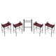Set de 5 tabourets de bar artisans contemporains Cuir cognac et métal de caoutchouc noir