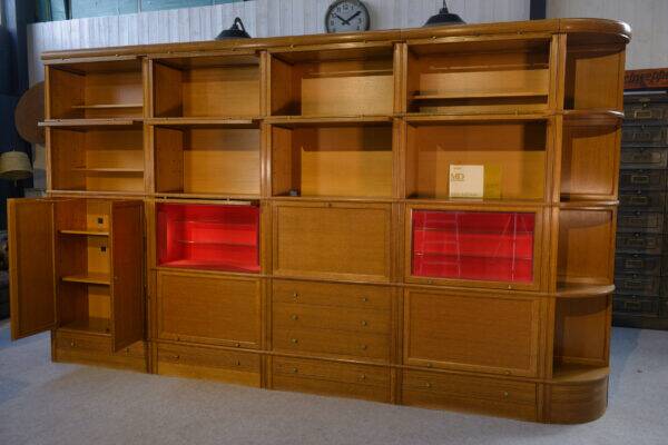 Modular furniture set by Pierre Cruege for Martin Dupuis in light oak, 1960