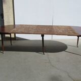 Round table with 6 spindle legs in mahogany, extendable