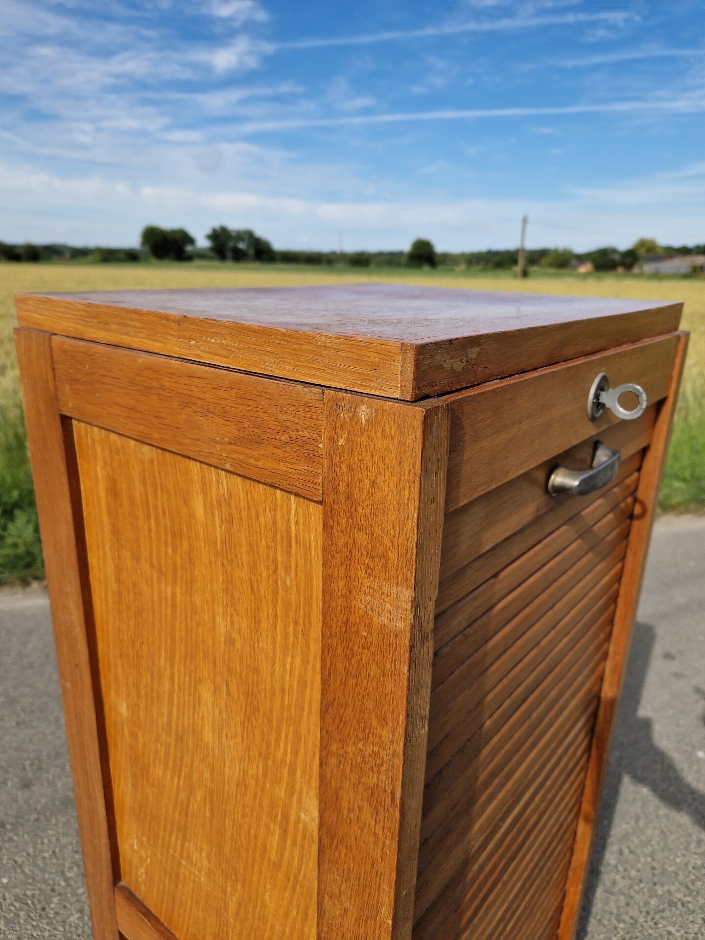 Art Deco filing cabinet with curtain 120 cm