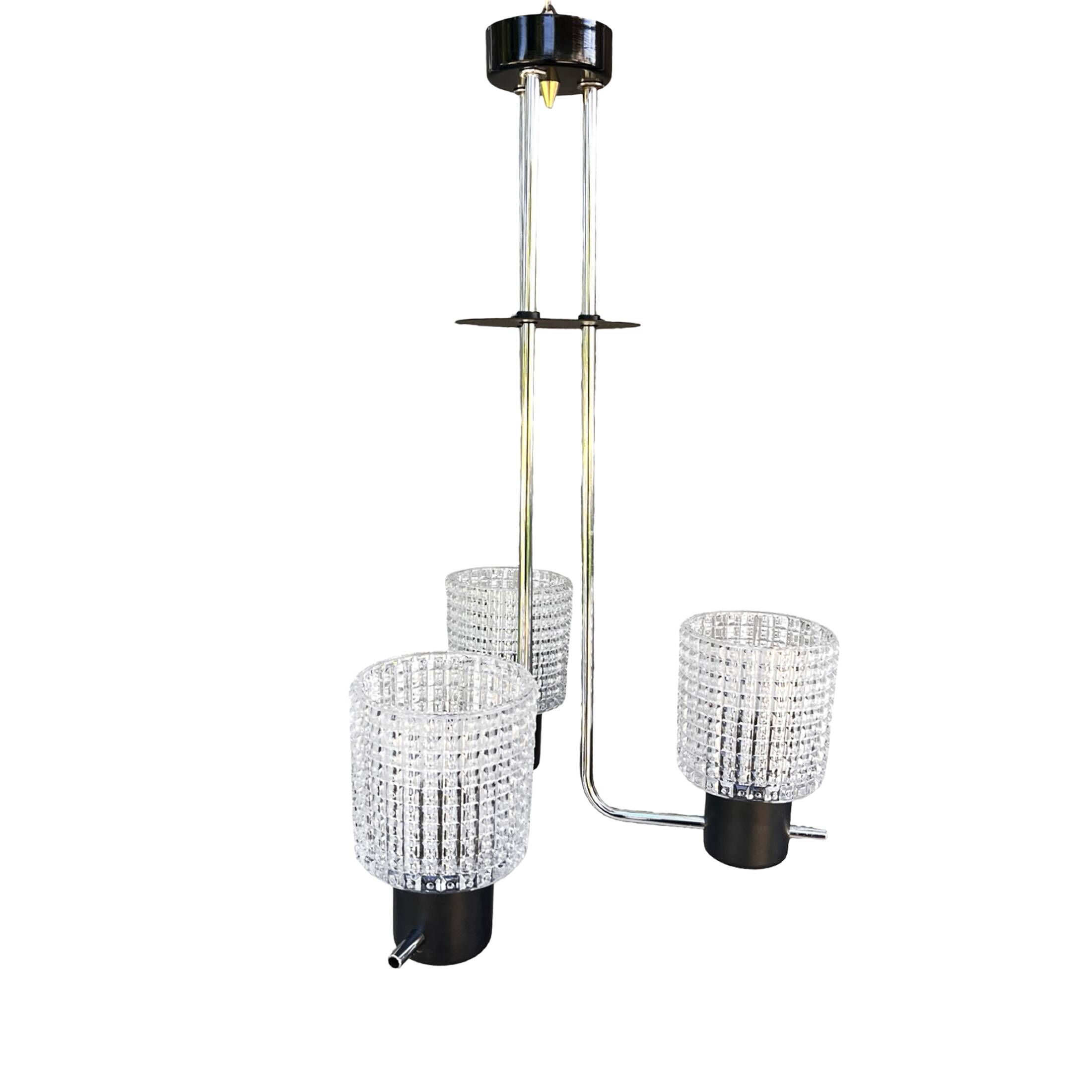 Elektroinstala Jílové pendant lamp, Czechoslovakia, 1970s, embossed glass