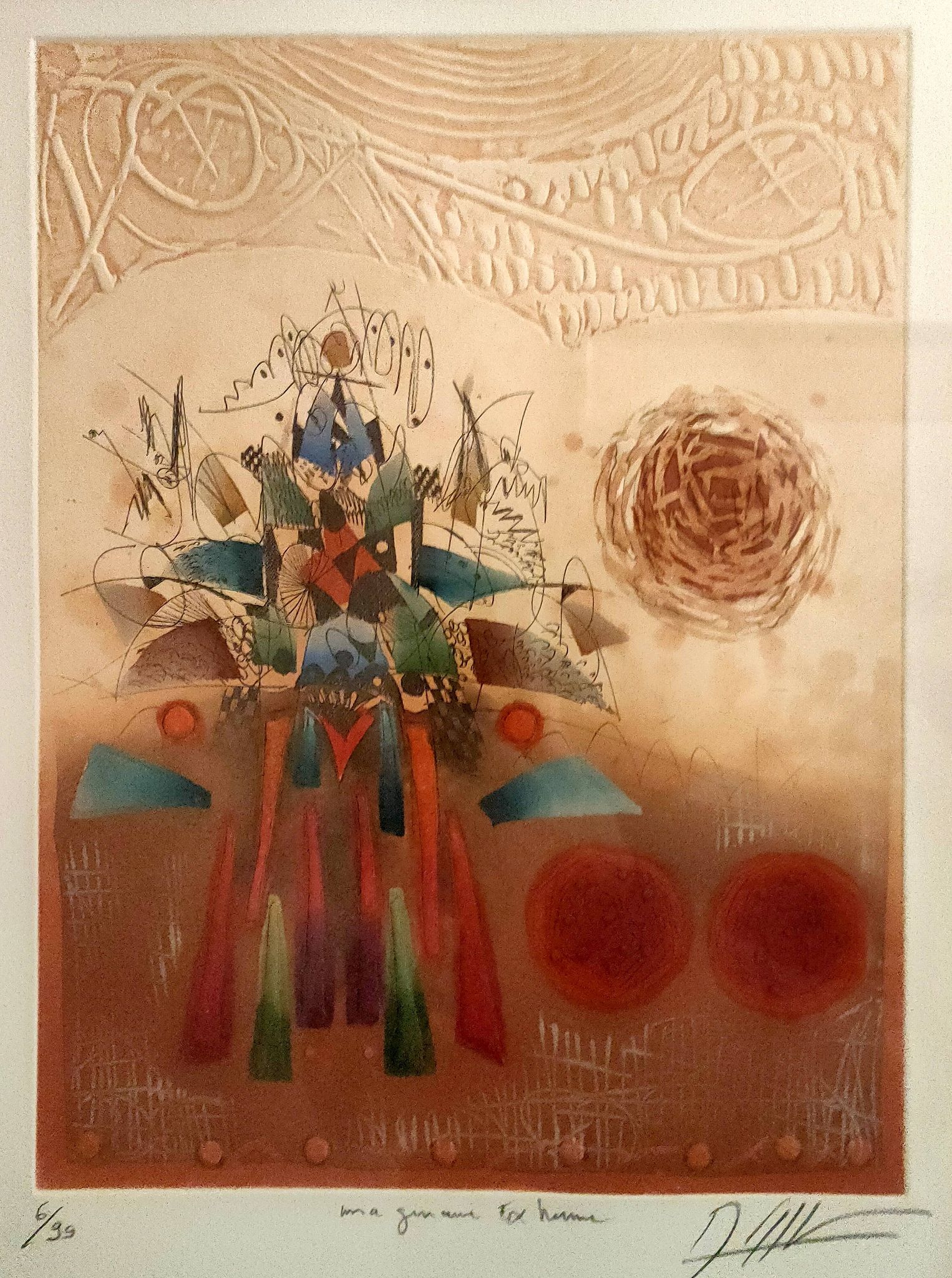 Tableau Georges Dussau (1947) engraving 6/99 embossed paper extreme imaginary