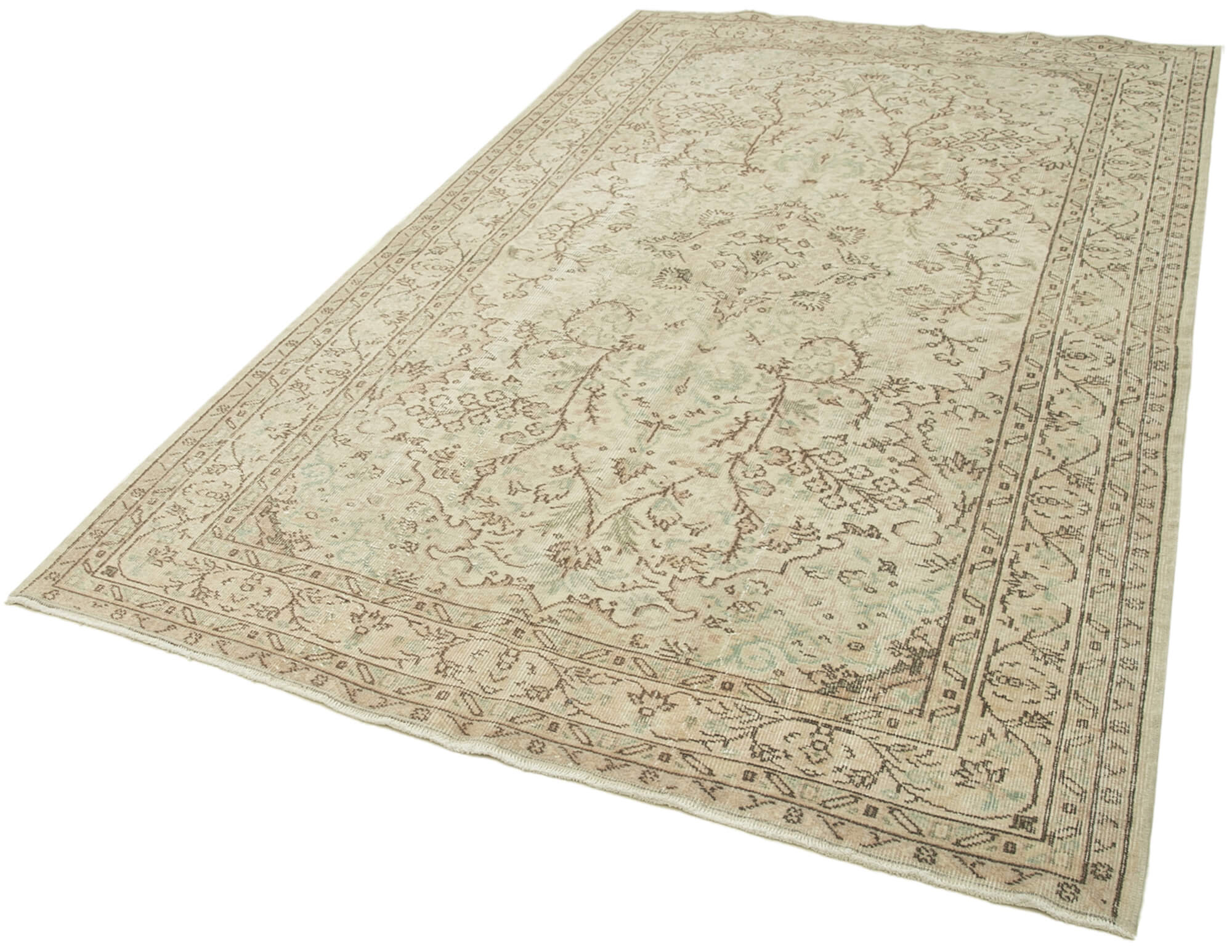 Hand-Knotted Vintage Turkish Beige Rug 170 cm x 280 cm - 38947