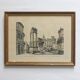 Framed lithograph reproduction drawing ruins of Rome by Antonio Carbonati vintage