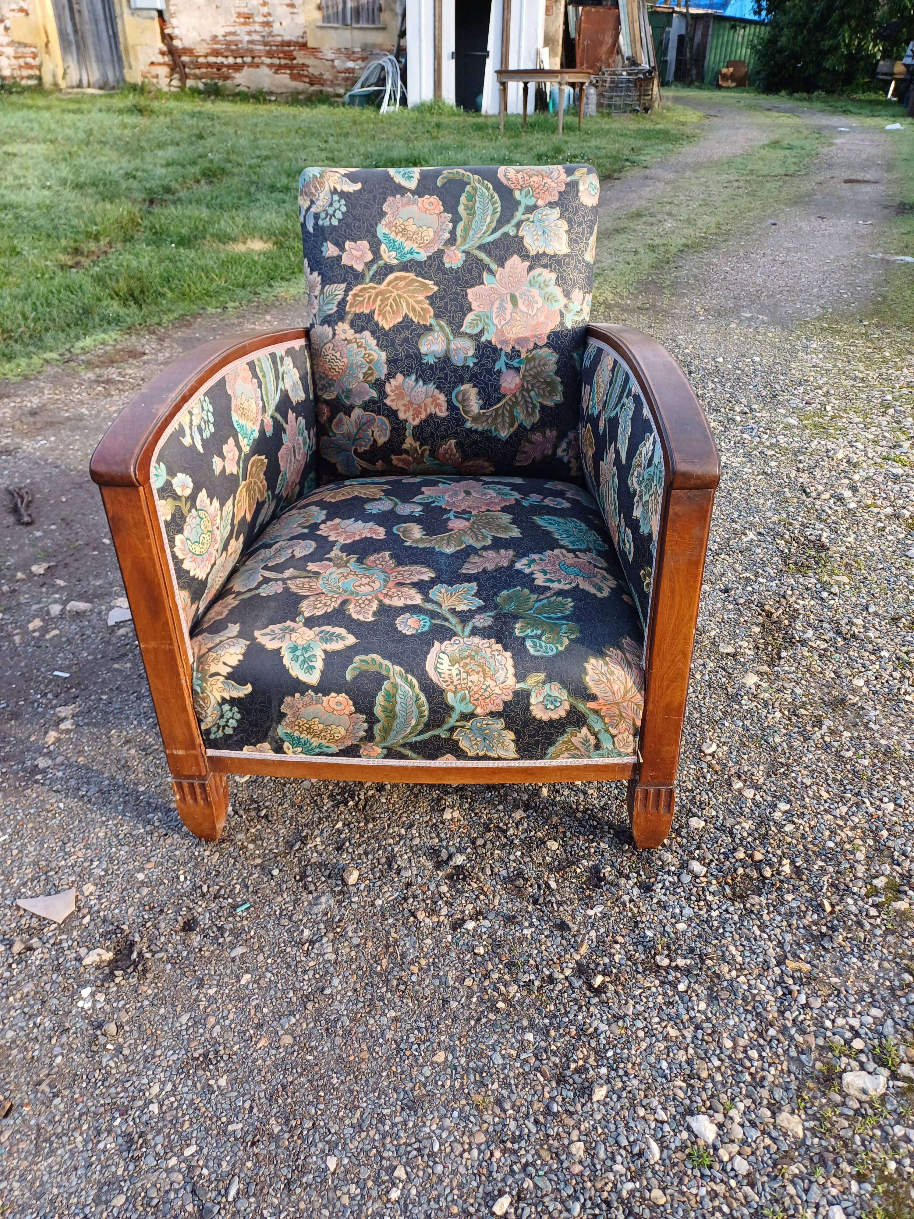 Art deco walnut armchair