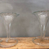 Pair of so-called "corolla" vases in Murano glass