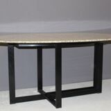 Design table in granite and black laqué steel around 1980