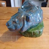Blue and green Panther glazed ceramic