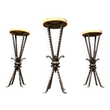 Vintage French wrought iron bar stools, 1960s - set of 3