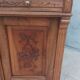 Antique walnut and white marble bathroom cabinet