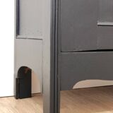 Vitrine vintage en bois massif, noir et jaune