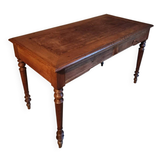 Antique French writing desk in oak with two drawers, 1920s.