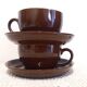 2 brown cups + saucers for tea, hot chocolate, coffee / Tête à tête