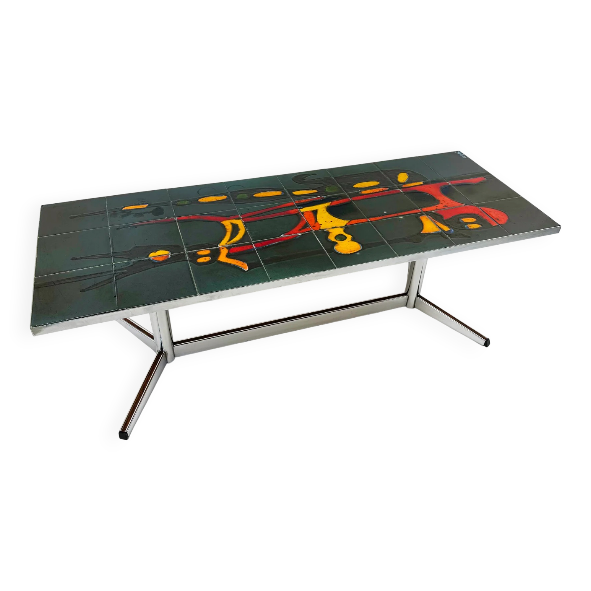 Mid-century coffee table with ceramic top by Adri Belgium.