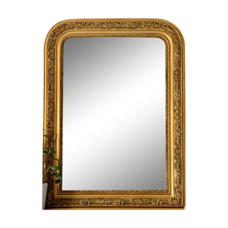 Mirror fireplace trumeau Louis philippe gilded patterned