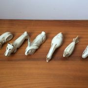 Set of 6 animal knife holders in Limoges porcelain