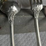 Art Nouveau cutlery set by Armand Frénais, late 19th century, silver-plated metal.