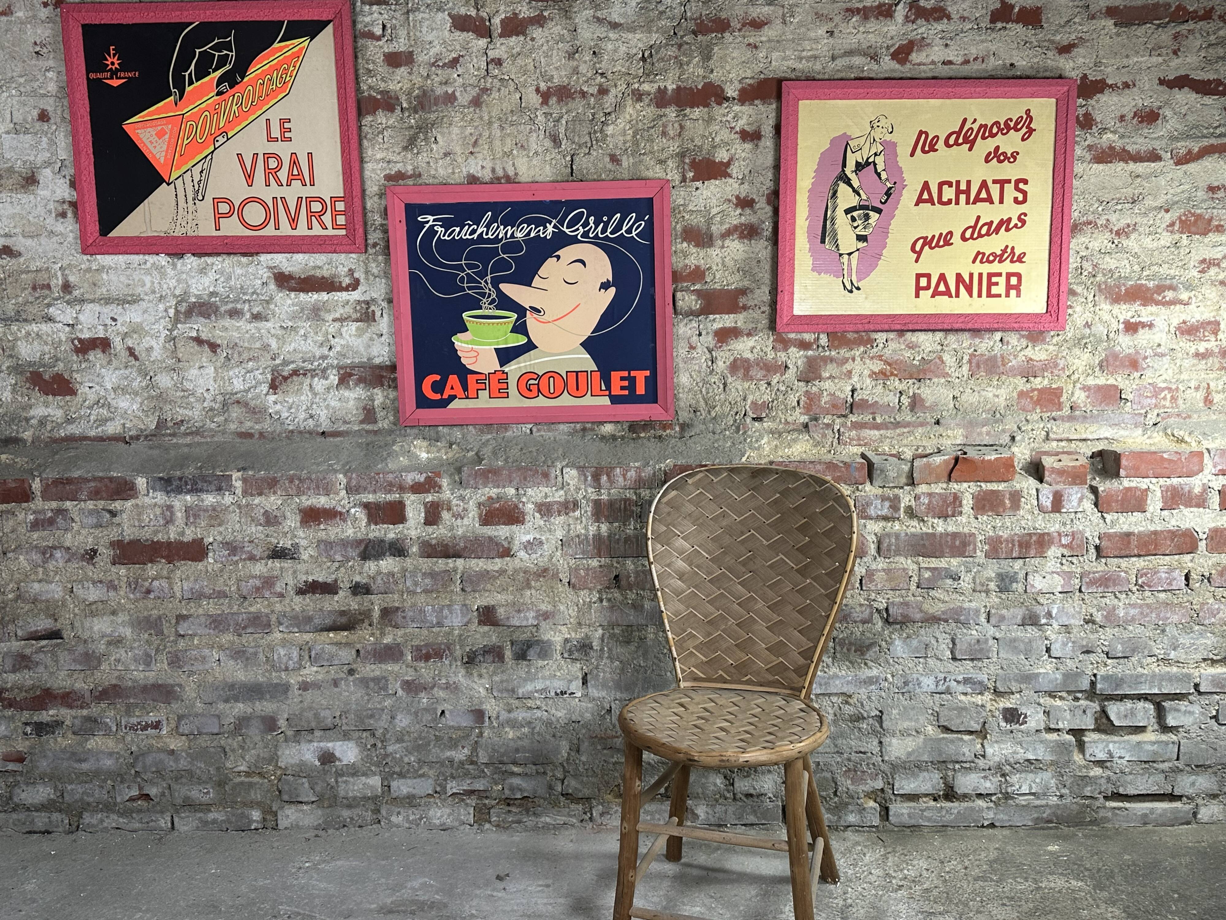 Advertising poster on framed panel "Shopping cart" vintage 1960