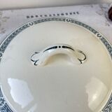 Vintage soup tureen, blue ironstone, Salins model, Castellane