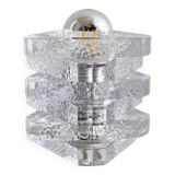 Glass Peill & Putzler table lamp, German ice glass light