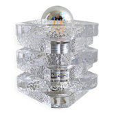 Glass Peill & Putzler table lamp, German ice glass light
